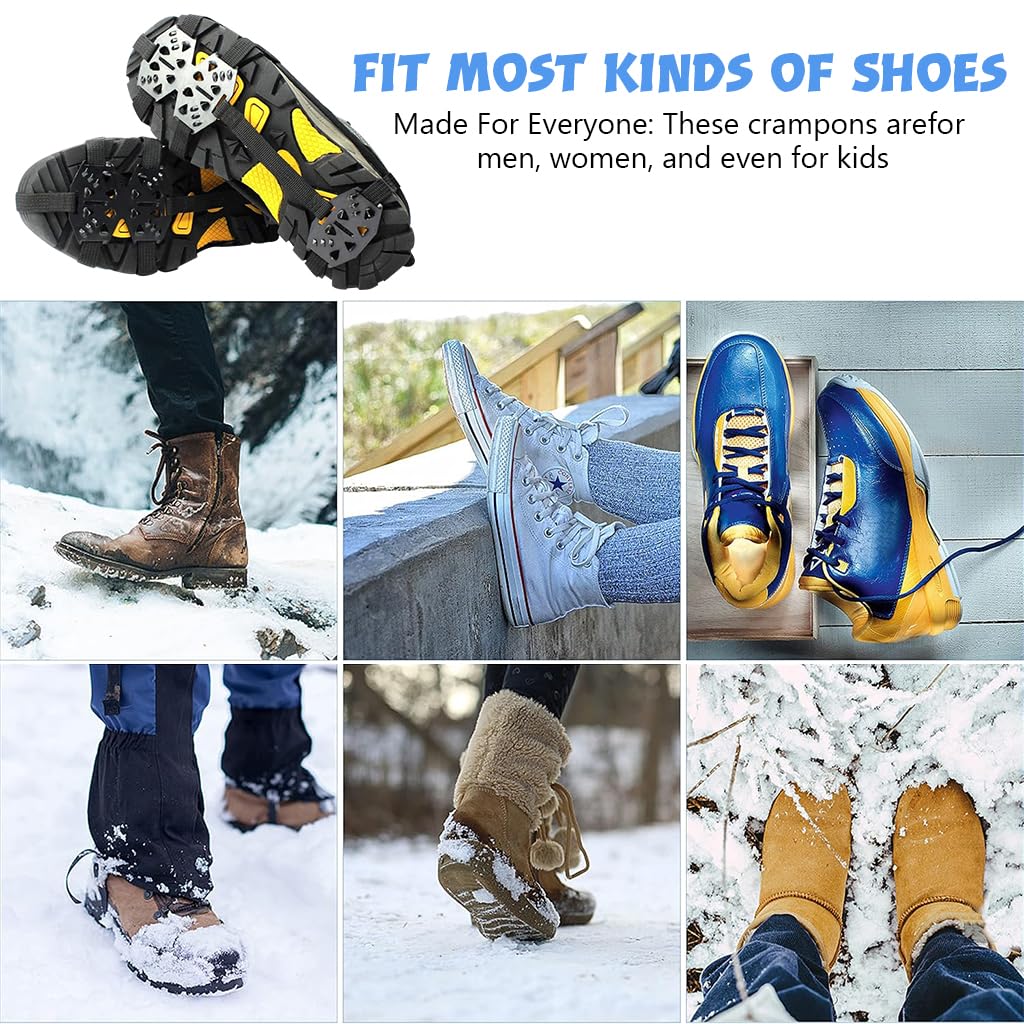 GUSTAVE 1 Pair Ice Cleats for Shoes 24 Manganese Steel Spikes Design Ultra Strong Traction Anti-skid Ice Cleats Adjustable Ice Cleats for Men Women Outdoor Ice Cleats for Walking, Trekking, Hiking, L GUSTAVE 1 Pair Ice Cleats for Shoes 24 Manganese Steel Spikes Design Ultra Strong Traction Anti-skid Ice Cleats Adjustable Ice Cleats for Men Women Outdoor Ice Cleats for Walking, Trekking, Hiking, L